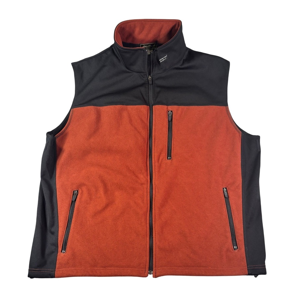 Eddie Bauer Igniter Fleece Vest Mens XXL Burnt Orange Black Full Zip Outdoor
